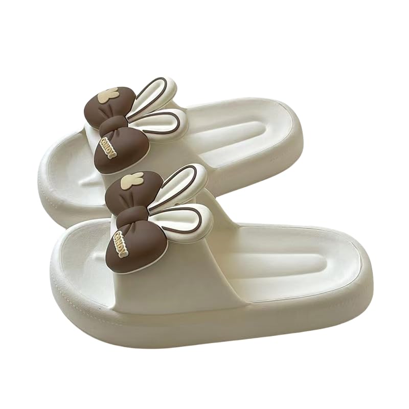 Cute Rabbit Bow Women's Summer Slipper Sandals,Non-Slip Thick Sole Home Bathroom Outdoor Indoor Comfort Sandals