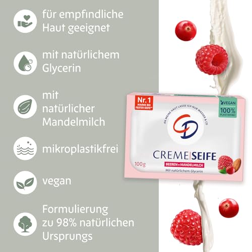 CD CREME SEIFE | BEEREN & MANDELMILCH | vegan & ohne Mikroplastik | 100g