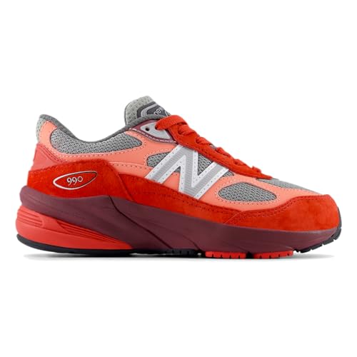 New Balance �L�b�Y 990 V6 ���[�X�A�b�v�X�j�[�J�[, ���b�h�A���[�g/�t���A, 12.5 Wide Little Kid