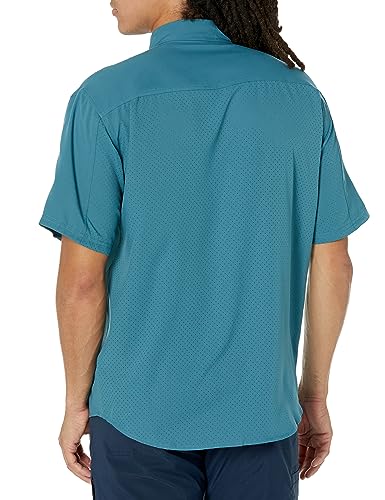 Image of HUK Men's Tide Point Kc Scott Original Artwork Short Sleeve Shirt, Fishing Button Down