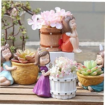 PICKARTME Cute Beautiful Combo Pack of 4 Girls Succulent Planter Pots Container | Garden Decor Set for Home Office Desktop Gift Decoration (B0CSWVZ7LP) Amazon Price History, Amazon Price Tracker