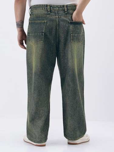 Image of Urbano Plus Men's Loose Baggy Fit Heavy Washed Jeans Non-Stretchable
