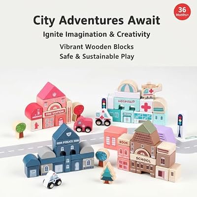 Migargle Wooden Building Blocks Set, 115 Pcs City India | Ubuy