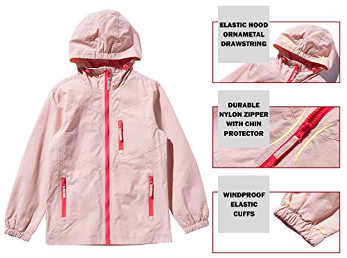 Maoo Garden Girls Lightweight Water Resistant Jacket Cotton Hooded Windbreaker Pink 11-12Y #TOP4