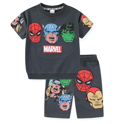 Marvel Avengers Boys 2 Piece Shirt and Shorts Outfit Set for Toddler and Big Kids