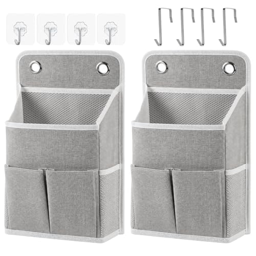 2 Pièces Rangement Suspendu, Rangement Mural avec Poches, Gris | Sac de Rangement Mural avec Poches, Rangement Porte à Suspendre, pour Chambre Bureau Salle de Bain Cuisine
