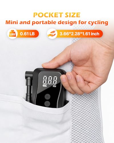 Image of MEGAWHEELS Mini Bike Pump with Gauge, 120 /150PSI Bike Tire Inflator with Presta & Schrader Valve, Portable Electric Air Pump Auto Stop, Fast Inflation for E-Bike, Mountain Bike, Scooter, Balls