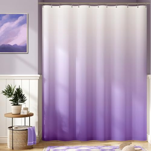 jinchan Ombre Lilac Purple Shower Curtain for Bathroom Waterproof Fabric Gradual Color Design Shower Curtain Set with 12 Hooks 70x72 Inches 70"W x 72"