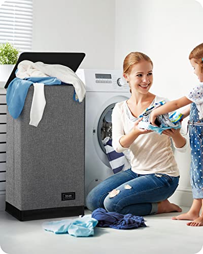 Soledi Laundry Hamper With Lid 100L Large & Tall Collapsible Laundry Basket, Clothes Hamper With Bag Removable Easy To Carry, Dirty Hampers For Bedroom, Bathroom, Dorm, College, Grey #TOP5