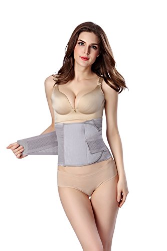 Waist Trimmer Belt- Breathable Postpartum Postnatal Recoery Materinty Support Belt Post Pregnancy After Birth,Pregnancy Belly Band Abdominal Binder,Grey,Size L