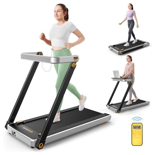 UREVO Treadmill with Desk, 3 in 1 Foldable Treadmill with Removable Desk, Install Free Under Desk Treadmill, 3HP Powerful Walking Treadmill for Office with Remote, Folding Treadmill in 2s Folding