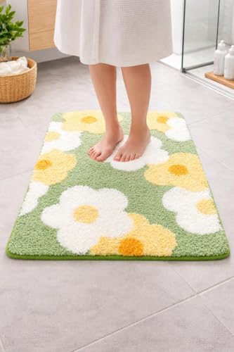 Image of Home Decor Multicolor Anti Skid Bath Mat for Bathroom, Anti Slip Bath mat, Non Slip Bath mat Door mat for Bathroom, Living Room Kitchen Bedroom (Multicolor Flower Design)