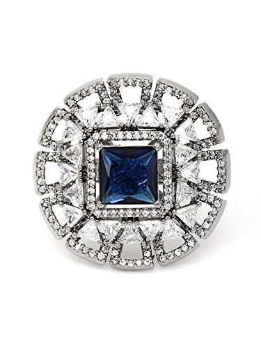 Image of Karatcart Platinum Plated Elegant Austrian Crystal Adjustable Leaf Ring for Women and Girls