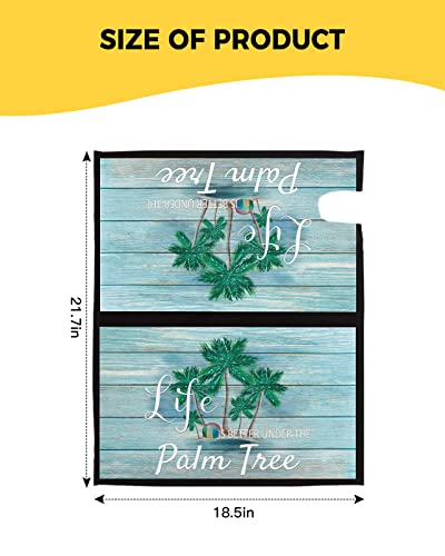 Life Is Better Under The Palm Tree Mailbox Covers Magnetic Standard Size 18.5"X21.7", Summer Tropical Tree Teal Wood Mailbox Cover Holiday Mail Box Cover Mailbox Decorations For Outside Garden Yard #TOP5