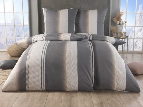 MALIKA 2 teilige kuschelige Baumwolle Soft Fein Biber Bettwäsche 135x200 + 80x80 Kissenbezug, flauschig warme Winter Bettbezug, Größe:135x200 + 80x80 cm, Design - Motiv:Design 2