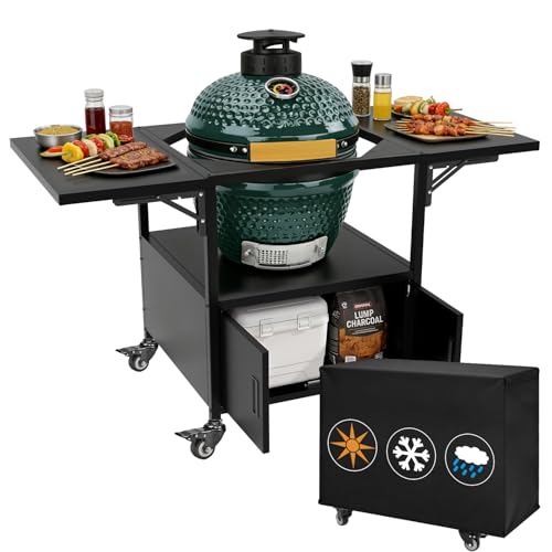 Outdoor Grill Table for Big Green Egg 3-Duty Storage 530LBS & Fits Joe Jr