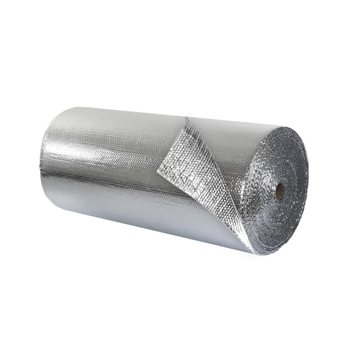 EcoFoil Double Bubble Insulation Roll 48 x 75 (300 sq. ft.) 6.35mm Thick Made-in-USA Double Bubble Reflective Foil Insulation Roll for Cold & Warm Climates Radiant Barrier Foil Color