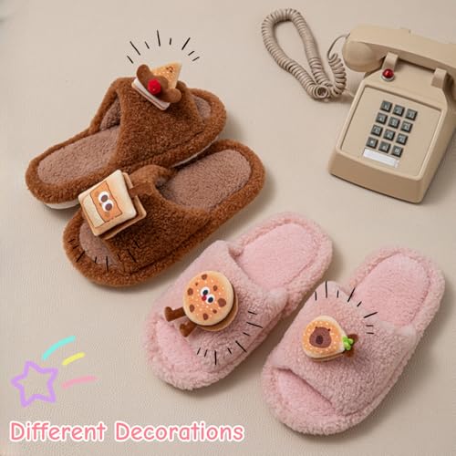 Cute Fuzzy Slippers for Women Men, Fluffy Open Toe Womens Mens Plush House Slippers3