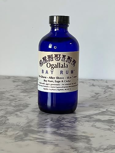 8oz Genuine Ogallala Bay Rum Sage and Cedar Aftershave. Old-time looking bottle and label.