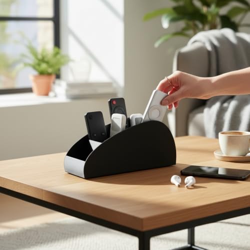 Image of Gaura Labs Remote Control Holder, Durable Storage Caddy for TV /AC Remotes, Reading Glasses & Office Supplies, Space-Saving Organizer for Nightstand, Office Desk, Living Room