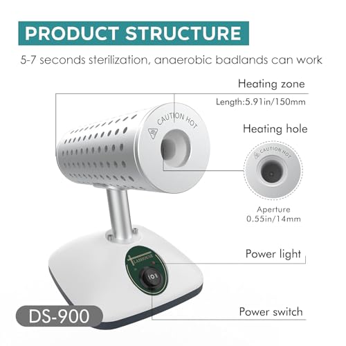 LABHOUSE Lab DS-900 Infrared Sterilizer Autoclave Sterilizers Two Adjustable Heating Temperatures 400°C/825°C for Scalpel Needle Inoculating Loop Vaccination Ring,110V 150W