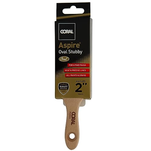 Image of Coral 31753 Aspire 2 inch Paint Brush Professional Firm Angled Cut with Oval Stubby Short Profile for Fast Accurate Cutting-in Ultra-Smooth Finish with Trade Emulsion or Gloss FSC Wood Handle