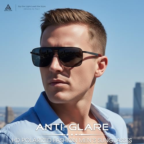 SIPLION Polarized Sunglasses for Men for Driving, UV Protection Carbon Fiber Frame Lightweight 2.0 Lenses for Fishing 8211 red — view 3
