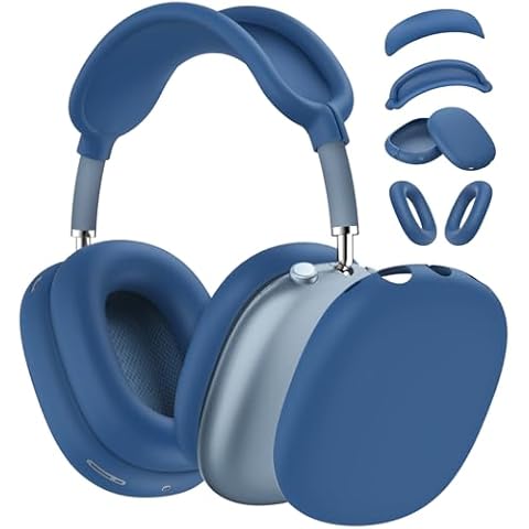 [4 in 1] Silicone Case Cover for AirPods Max USB-C (2024),Anti-Scratch Sweat-Proof Ear Pad Case Cover/Ear Cups Cover/Headband Cover Accessories Silicone Protector for AirPods Max Headphones(Deep Blue) Cover