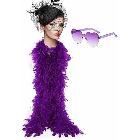 2M Purple Feather Boa with Sunglasses Cover