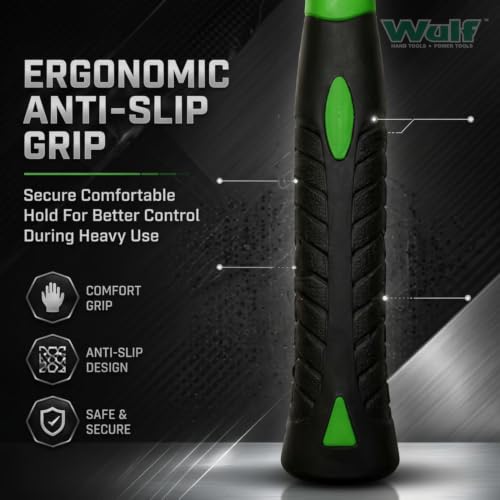 Image of WULF Heavy Duty Hammer with Shockproof Fiberglass Handle (500 gms) | Chipping Hammer for Welding, Construction & Carpentry | Anti-Vibration Grip | Durable Forged Steel Head | Professional Tool