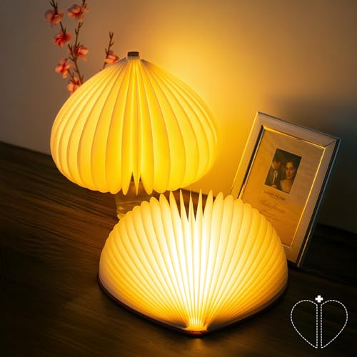 Image of JTT Folding Book Lamp, 2Pack Book Light Gifts Cool Novelty LED Night Light, Heart Lights 4 Colors White /Yellow /Warm Yellow and Changing Led Lights,Paper Lamp for Home & Library Decor Holiday Gifts