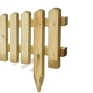 Wooden Picket Border Panel Garden Fence Screening Ornaments Outdoor Lawn Edging Décor Your Grass Lawn Plants Flowers Bed Patio Edging Borders (1)