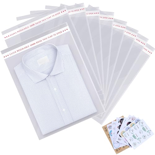 12x16 in 200 pcs Large Clear Resealable Cellophane Bags for Packaging Products Self-sealing Gift Bags Self Adhesive Plastic Bags for Gifts ,Clothes, Treats, Small Business, Thank you Stickers