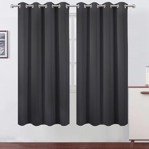 Image of LEMOMO Dark Grey Thermal Blackout Curtains /52 x 72 Inch /Set of 2 Panels Room Darkening Curtains for Bedroom