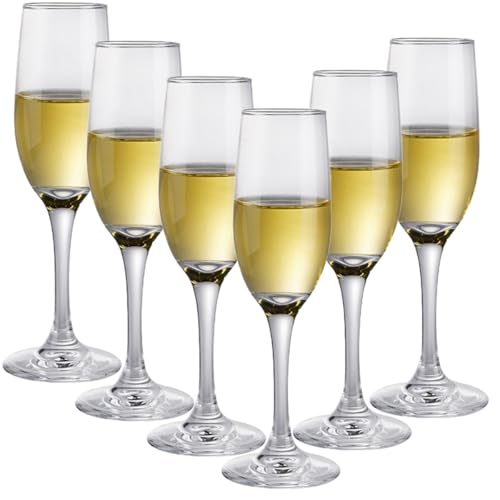 MMCCHB 6-Piece Set of Elegant Hand Blown Champagne Glasses, Perfect as a Unique Birthdays, Weddings, and Mother's Day, Ideal for Daily use