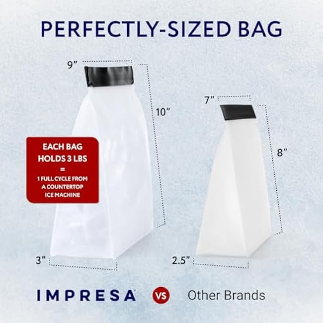 IMPRESA 3-Pack Reusable Ice Bag Set - 10 x 9 x 3 in Clear - Leakproof Zip Closure & 9 lb Capacity - Freezer & Dishwasher Safe - RV & Cooler Storage