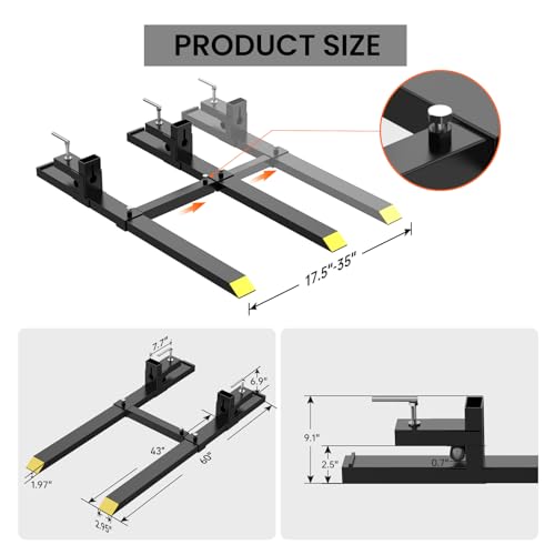 Garvee 60" Clamp on Pallet Forks, 4,000Lbs Heavy Duty Fork Rack with Adjustable Stabilizer Bar for Loader Bucket Skid Steer Tractor