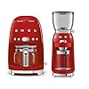 Smeg dcf02rdus 50s retro style drip filter coffee maker bundle cgf01rdus coffee grinder red  urban country home decor