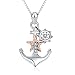 YFN 925 Sterling Silver Ship Anchor Pendant Necklace (Rose Gold)