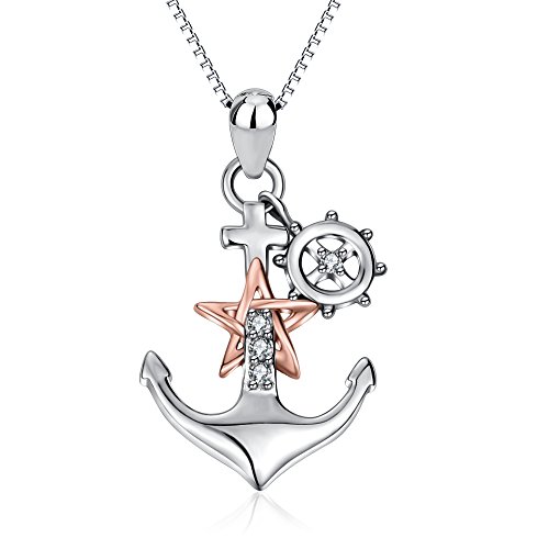 Collier ancre plaqué blanc 14 carats parfait de la plage aux soirées chic