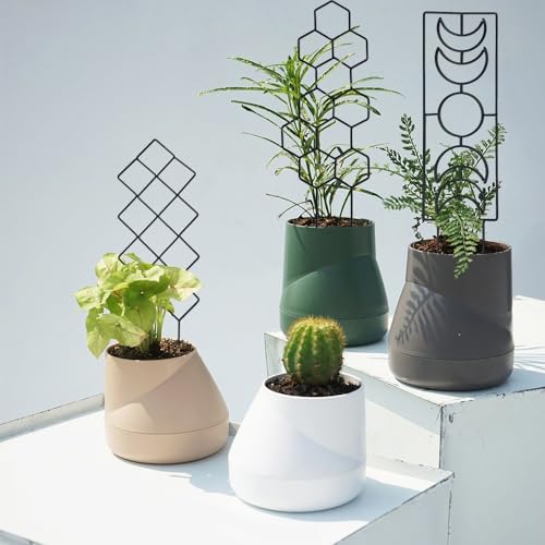 WellSign Small Plant Trellis Indoor, 15.75 inch Plant Metal Garden Trellis for Climbing Potted Plants Moon Shape Lattice Support for Vines Ivy Hoya Houseplants 2 Pack - Thumbnail 7