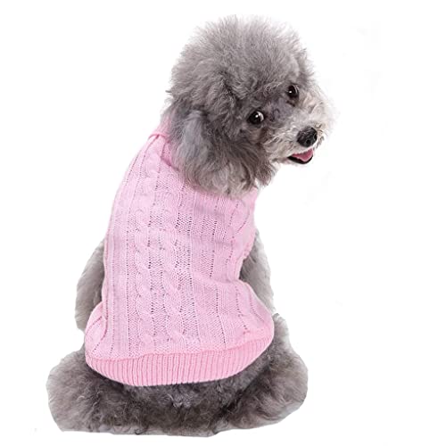 Chborchicen Small Dog Sweaters Knitted Pet Cat Sweater Warm Dog Sweatshirt Dog Winter Clothes Kitten Puppy Sweater (Medium,Pink) #TOP5