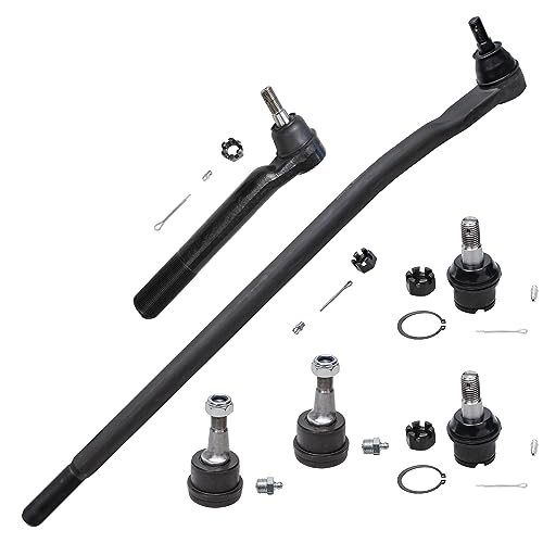 Detroit Axle - 4WD Front Ball Joints Tie Rods for 2003-2013 Dodge Ram 2500 3500, 4 Upper & Lower Ball Joints, 2 Right Inner Outer Tie Rod Ends 2004 2005 2006 2007 2008 2009 2010 2011 2012 Replacement