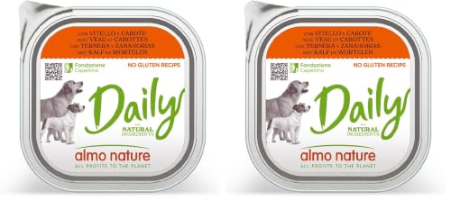 Almo Nature Daily Dog Food, 300 g, Vitello e Carote, Confezione da 18