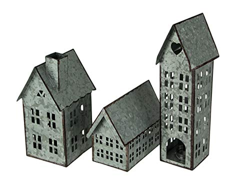 Rustic Galvanized Metal House Shaped Candle Holders Set Of 3 #TOP2
