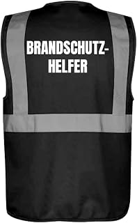Sicherheitsweste GELB mit Taschen und Reißverschluss nach EN ISO 20471 zertifiziert - Warn Weste für BRANDSCHUTZHELFER - Unisex mit hochwertigem Reflektorstreifen