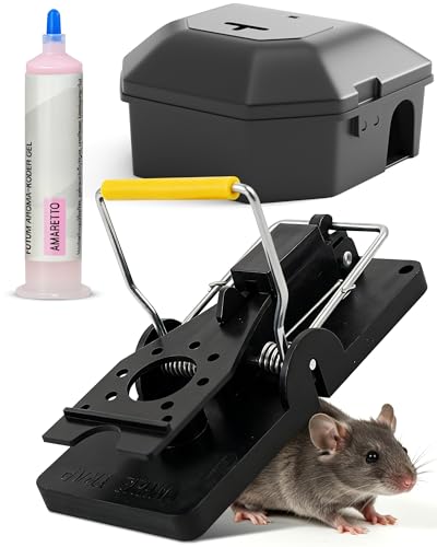 FUTUM Mausefalle Set gegen Nager - Mäusefalle inkl. Köderbox & Amaretto Köder Schutz für Haustiere bei Mäusebekämpfung - Mausefalle Schlagfalle für effektive Nagetierbekämpfung - ohne Rattengift