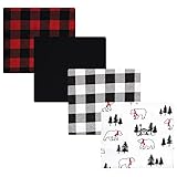 hudson baby unisex baby cotton flannel receiving blankets, buffalo plaid bear, one size