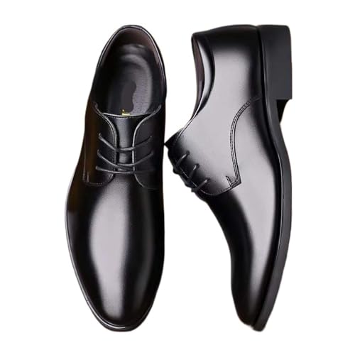 Business Leather Shoes Casual Wedding Groom British Style heightened Summer Breathable Youth Pointed Toe Men's Shoes Oxfords(Brown,8)2