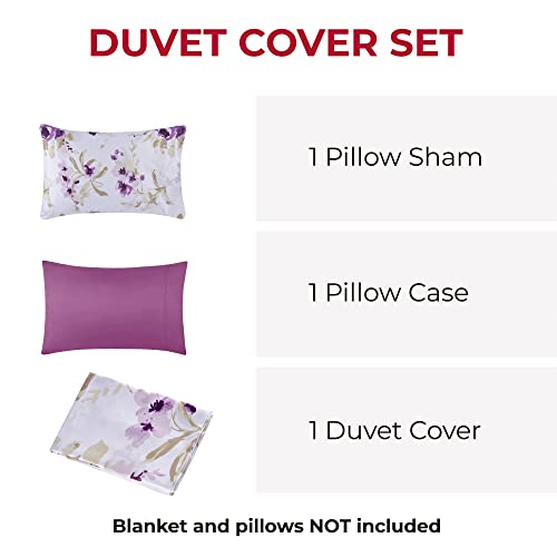 Mellanni Twin Duvet Cover Set - 3 Pc Iconic Collection Bedding Set - Luxury, Extra Soft & Cooling - 1 Comforter Cover, 1 Sham, 1 Pillow Case - Button Closure And Corner Ties (Twin, Madison Purple) #TOP5